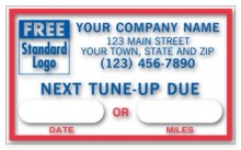NEXT TUNE-UP DUE
Service Sticker Static Cling